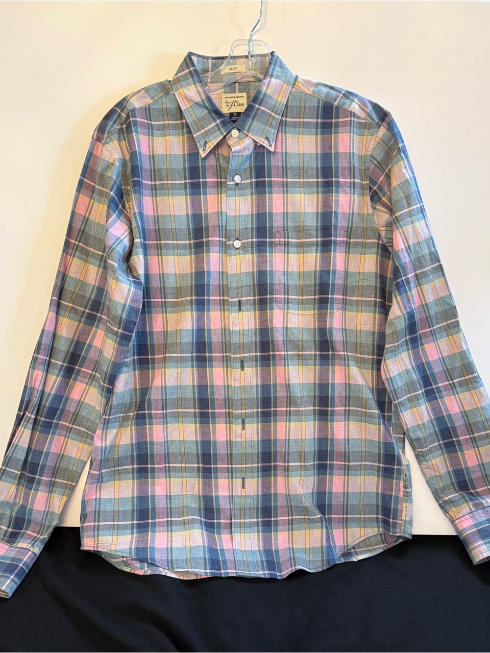 J. Crew Plaid Button-Down Shirt in Blue, Pink and Green